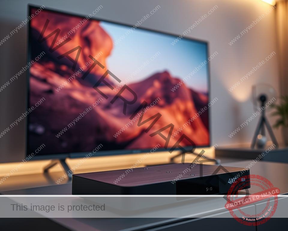 A high-definition video streaming setup, captured in a sleek, modern environment. In the foreground, a cutting-edge 4K television displays a vibrant, crystal-clear image, its screen reflecting the warm, soft lighting from overhead. In the middle ground, a state-of-the-art media streaming device, with clean lines and a minimalist design, sits atop a minimalist entertainment console, ready to deliver the ultimate streaming experience. The background features a neutral-toned wall, accentuated by subtle ambient lighting, creating a sense of depth and sophistication. The overall scene conveys a seamless, high-quality streaming setup, perfectly suited for an immersive, cinematic viewing experience. A high-definition video streaming setup, captured in a sleek, modern environment. In the foreground, a cutting-edge 4K television displays a vibrant, crystal-clear image, its screen reflecting the warm, soft lighting from overhead. In the middle ground, a state-of-the-art media streaming device, with clean lines and a minimalist design, sits atop a minimalist entertainment console, ready to deliver the ultimate streaming experience. The background features a neutral-toned wall, accentuated by subtle ambient lighting, creating a sense of depth and sophistication. The overall scene conveys a seamless, high-quality streaming setup, perfectly suited for an immersive, cinematic viewing experience.