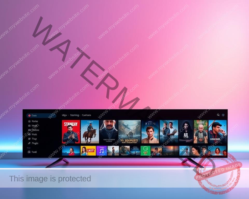 A vibrant, user-friendly streaming services interface set against a sleek, modern backdrop. The foreground features a clean, minimalist design with intuitive navigation menus, showcasing a diverse selection of content categories. The middle ground highlights crisp, high-quality thumbnails of popular movies, shows, and documentaries, inviting the user to explore. In the background, a subtle gradient creates a sense of depth and sophistication, complemented by gentle ambient lighting that sets a welcoming, immersive tone. The overall composition conveys a seamless, responsive, and visually striking digital entertainment experience.